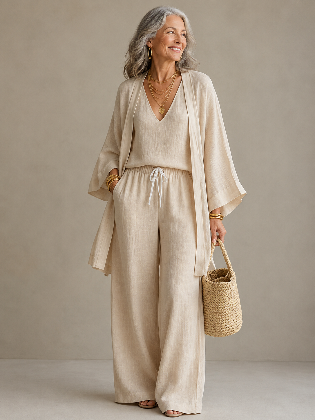 Elena | Three-Piece Linen Look Set