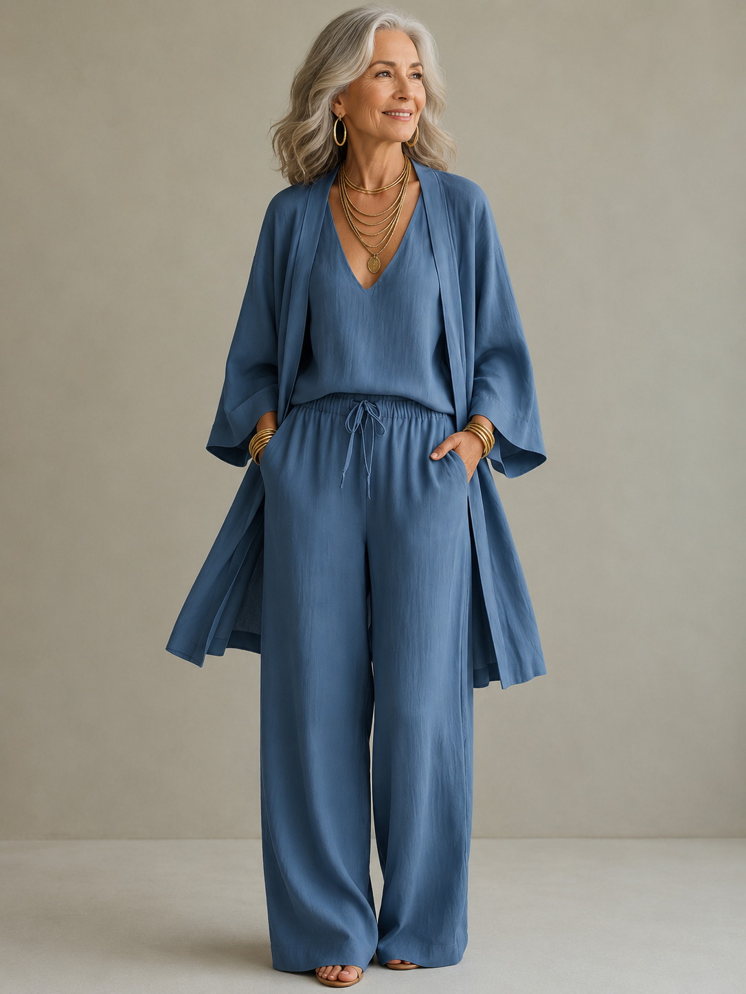 Elena | Three-Piece Linen Look Set