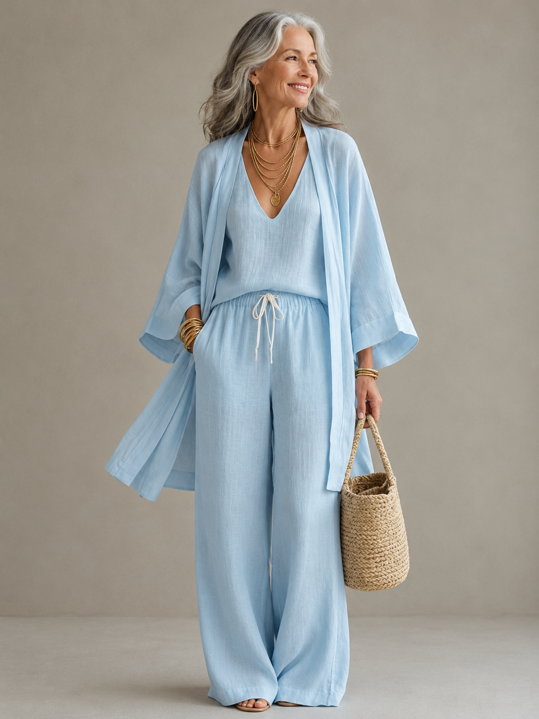 Elena | Three-Piece Linen Look Set