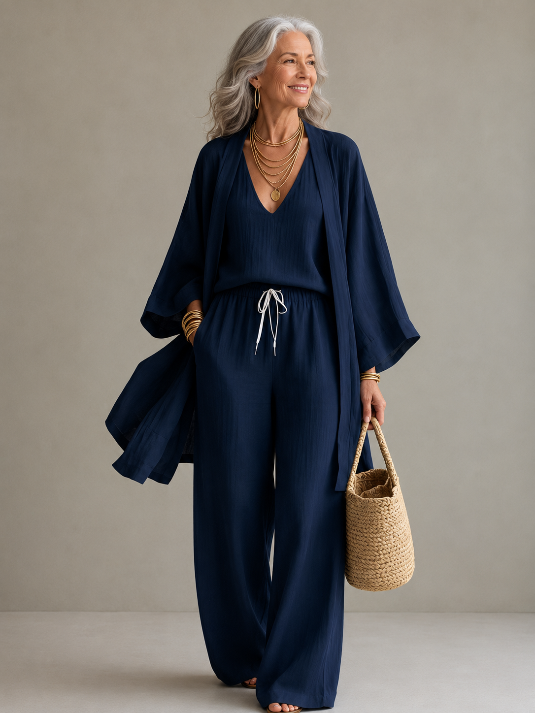 Elena | Three-Piece Linen Look Set