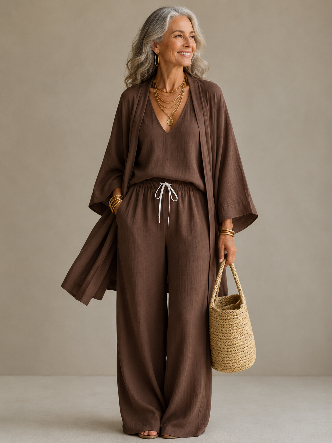 Elena | Three-Piece Linen Look Set