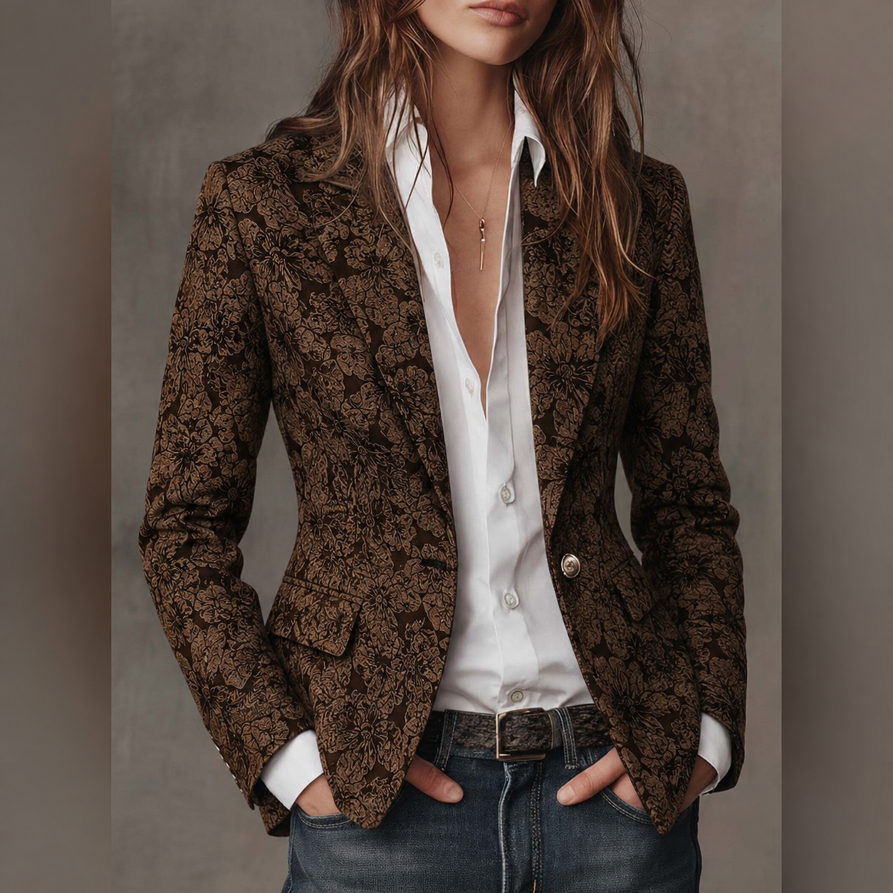 Maxine™ | Vintage Paisley Jacquard Tailored Blazer