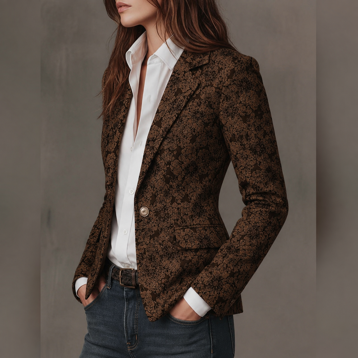 Maxine™ | Vintage Paisley Jacquard Tailored Blazer