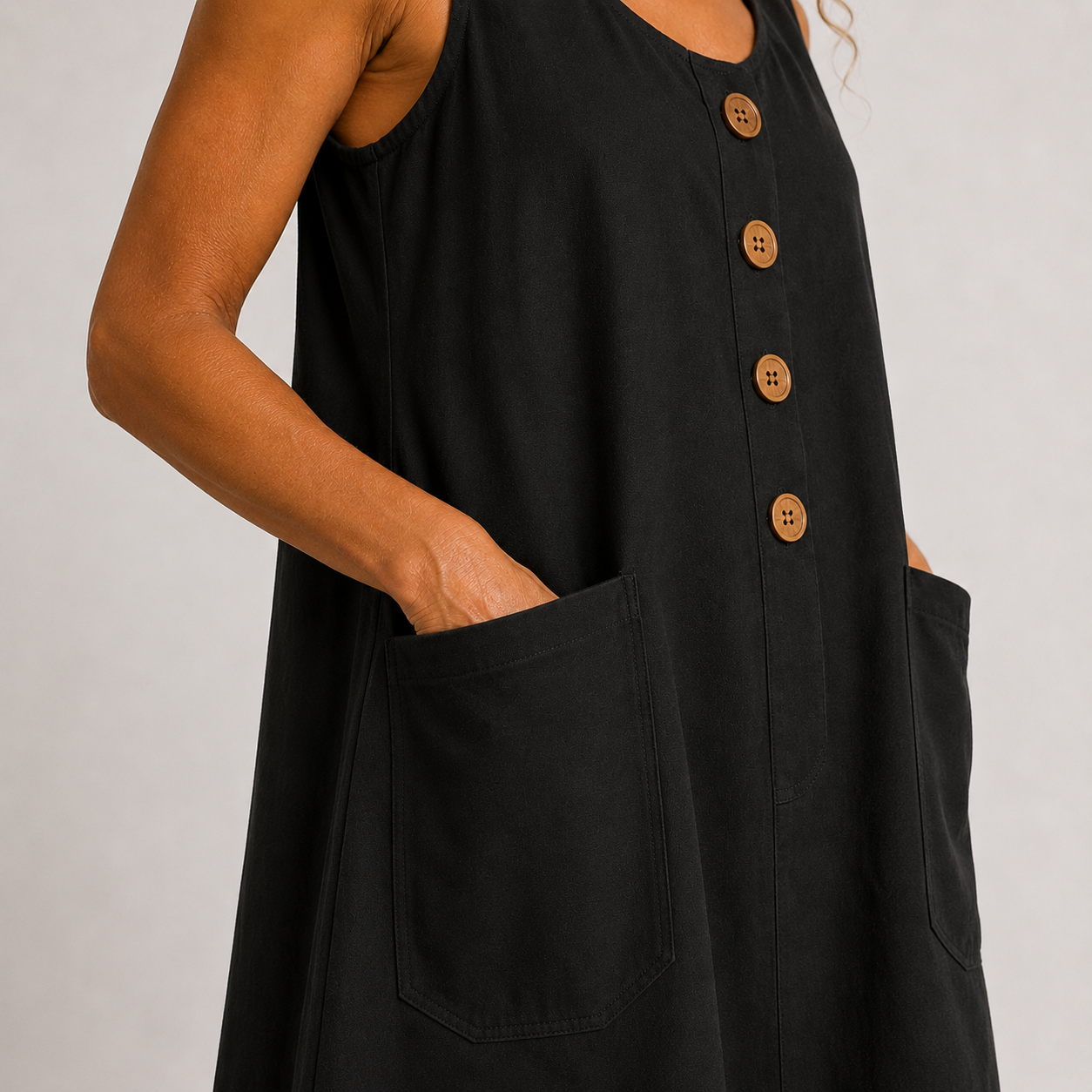 Eloise™ | Sleeveless Button Front Midi Dress