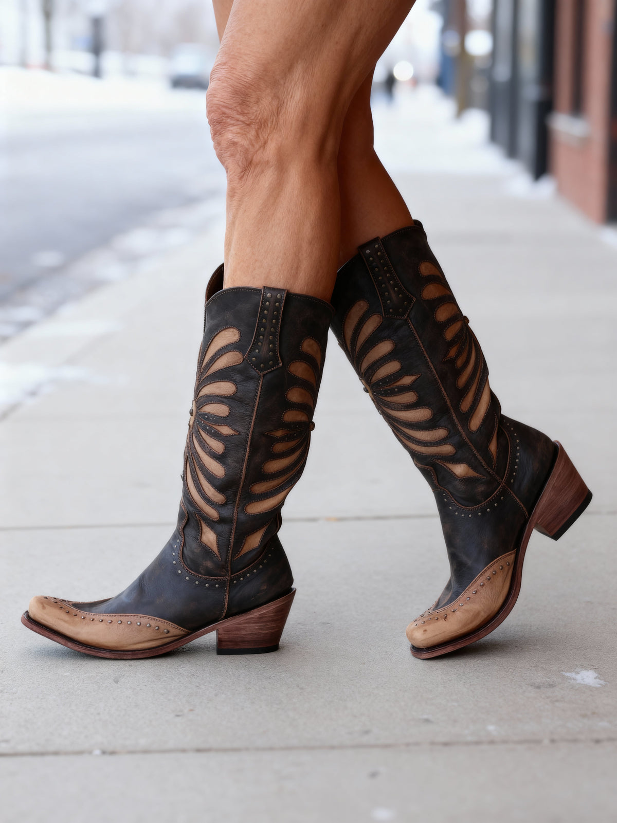 Grace™ | Western Cutout Knee-High Boots