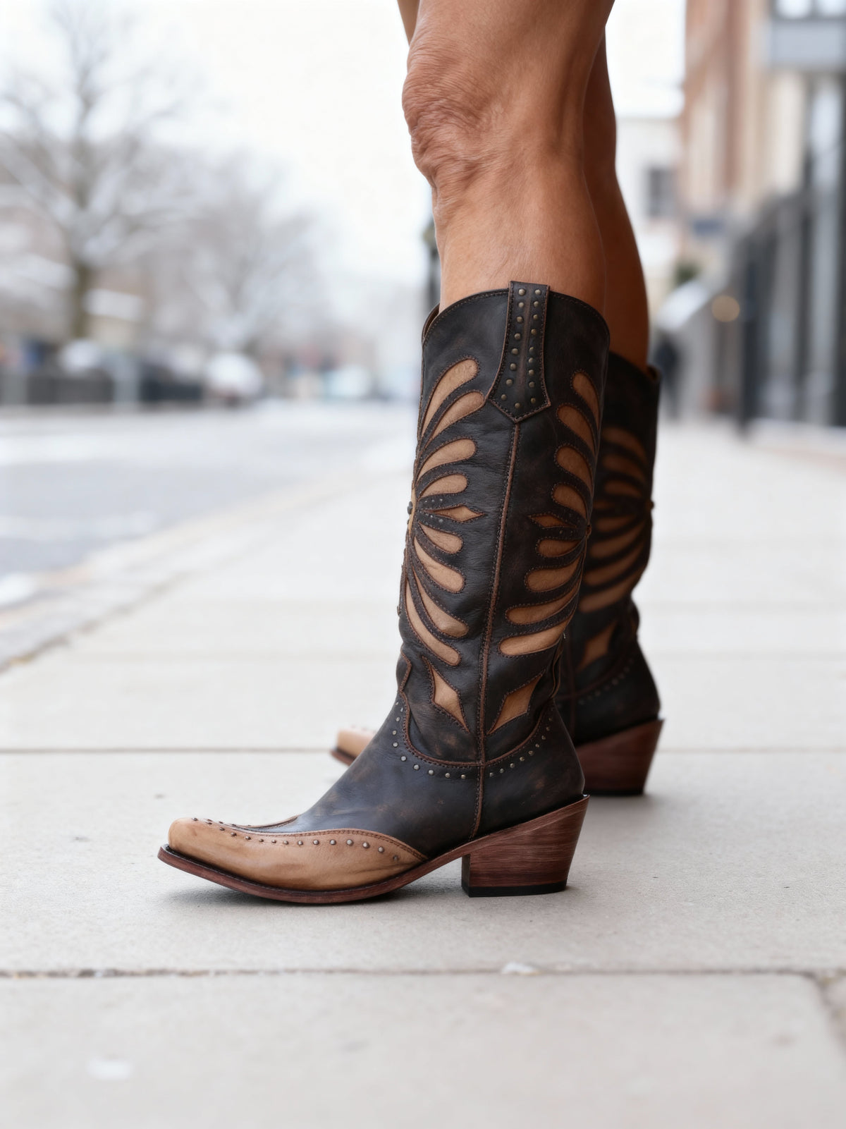 Grace™ | Western Cutout Knee-High Boots