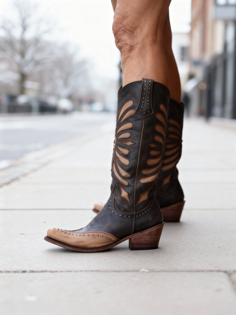 Grace™ | Western Cutout Knee-High Boots