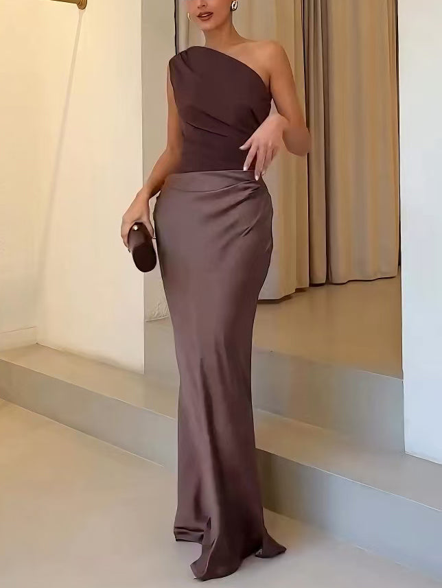 Marcela™ | Elegant Pleated Column Maxi Dress