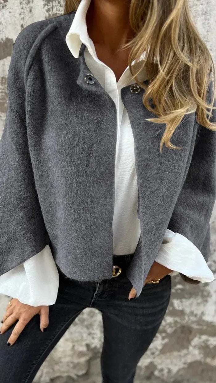 Noella™ | Elegant Cropped Soft Wool-Blend Coat