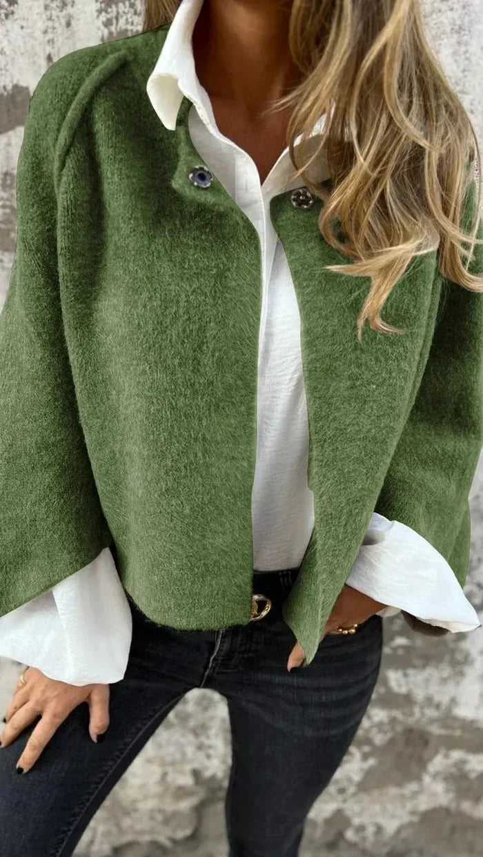 Noella™ | Elegant Cropped Soft Wool-Blend Coat