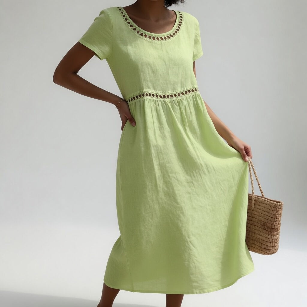 Rosemary™ | Classic Linen Pocket Midi Dress