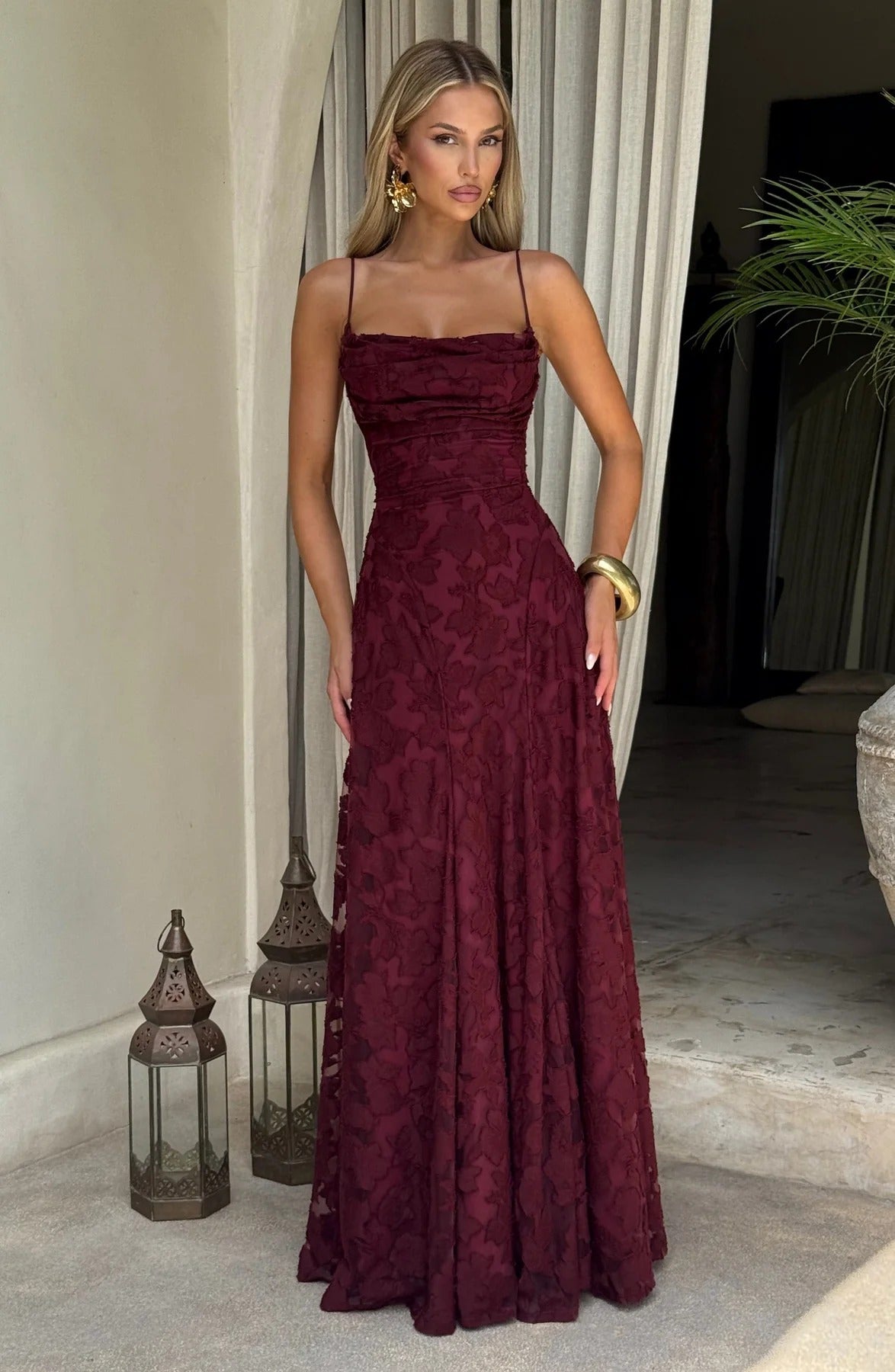 Carmilla™ | Elegant Floral Overlay Occasion Maxi Dress