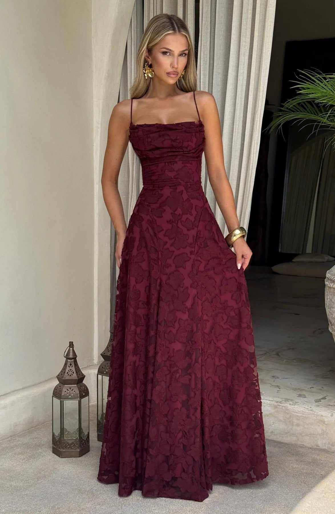 Carmilla™ | Elegant Floral Overlay Occasion Maxi Dress
