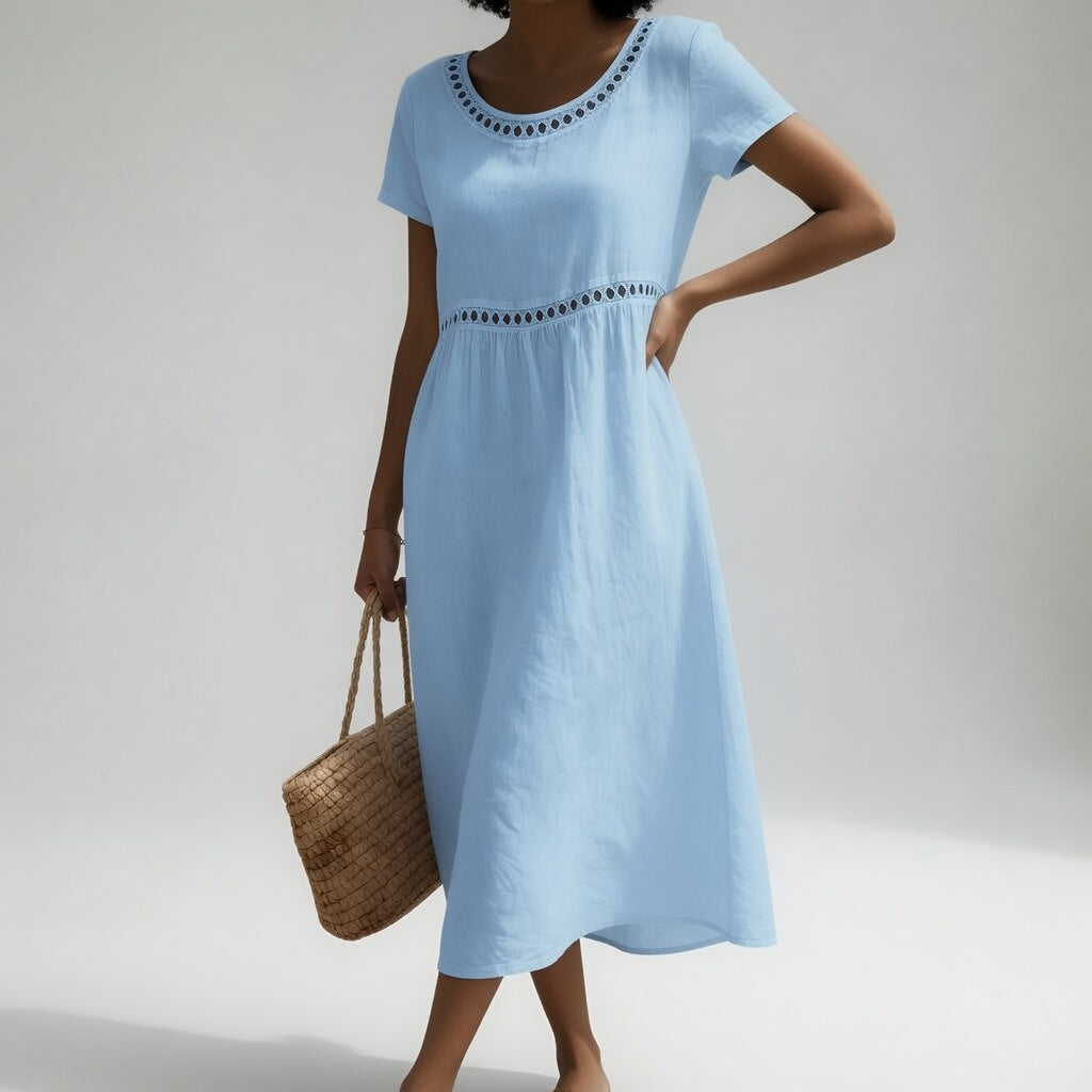 Rosemary™ | Classic Linen Pocket Midi Dress