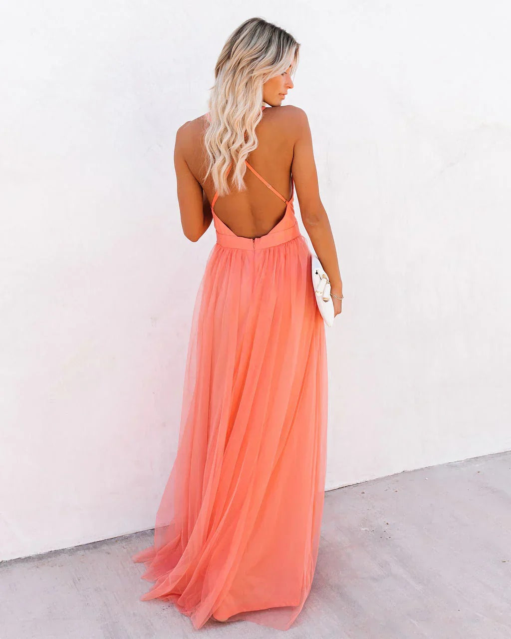Carolina™ | Plunging Backless Flowing Maxi Dress
