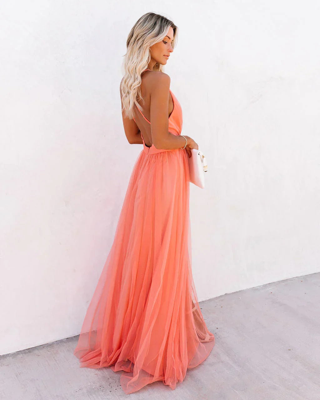 Carolina™ | Plunging Backless Flowing Maxi Dress