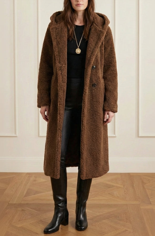 Brielle™ | Hooded Plush Teddy Longline Coat