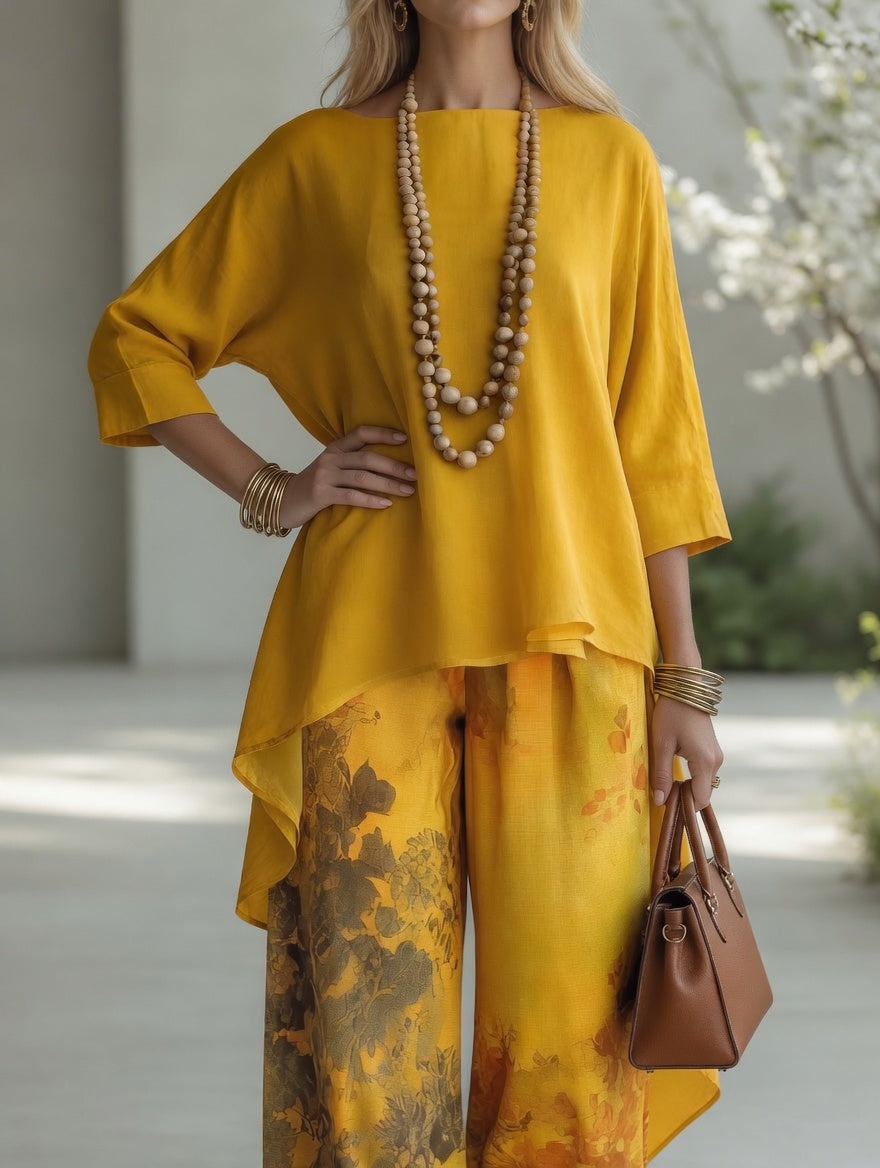 Carmen™ | Flowing High-Low Tunic & Floral Pants Set