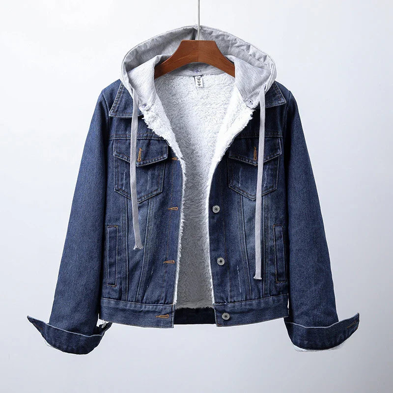 Danielle™ | Cozy Sherpa-Lined Hooded Denim Jacket