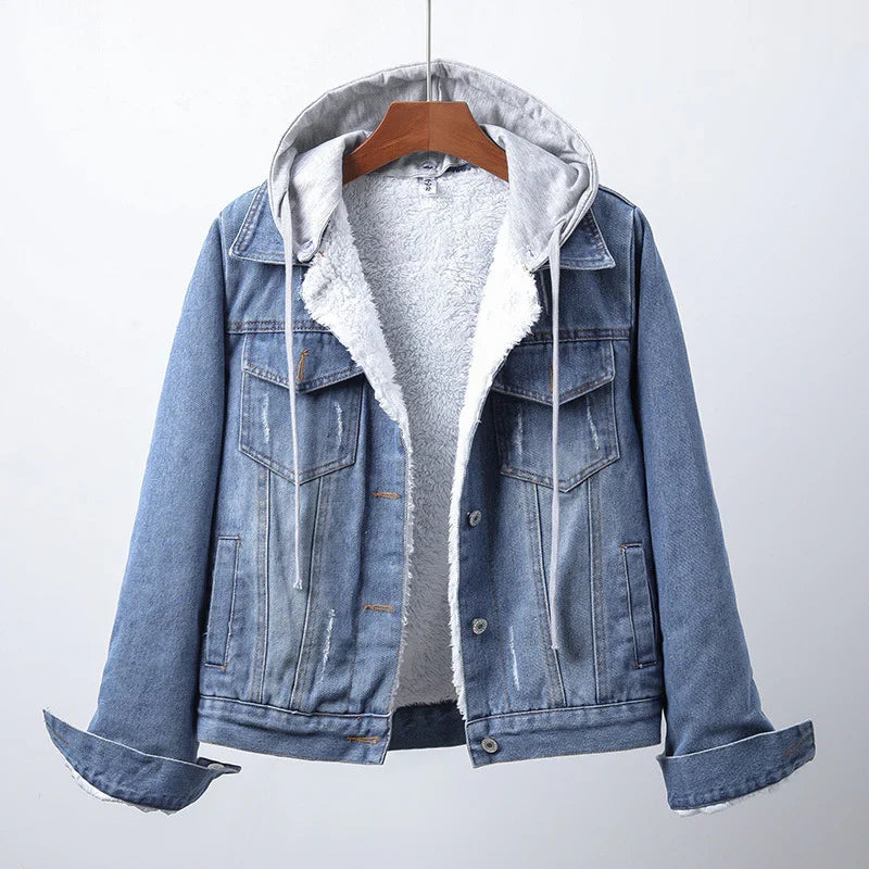 Danielle™ | Cozy Sherpa-Lined Hooded Denim Jacket