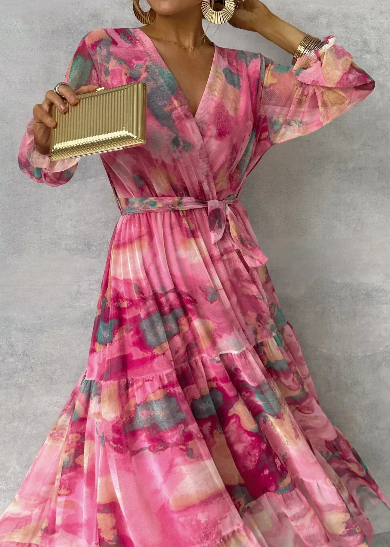 Rosalinda™ | Watercolor Floral Wrap Maxi Dress
