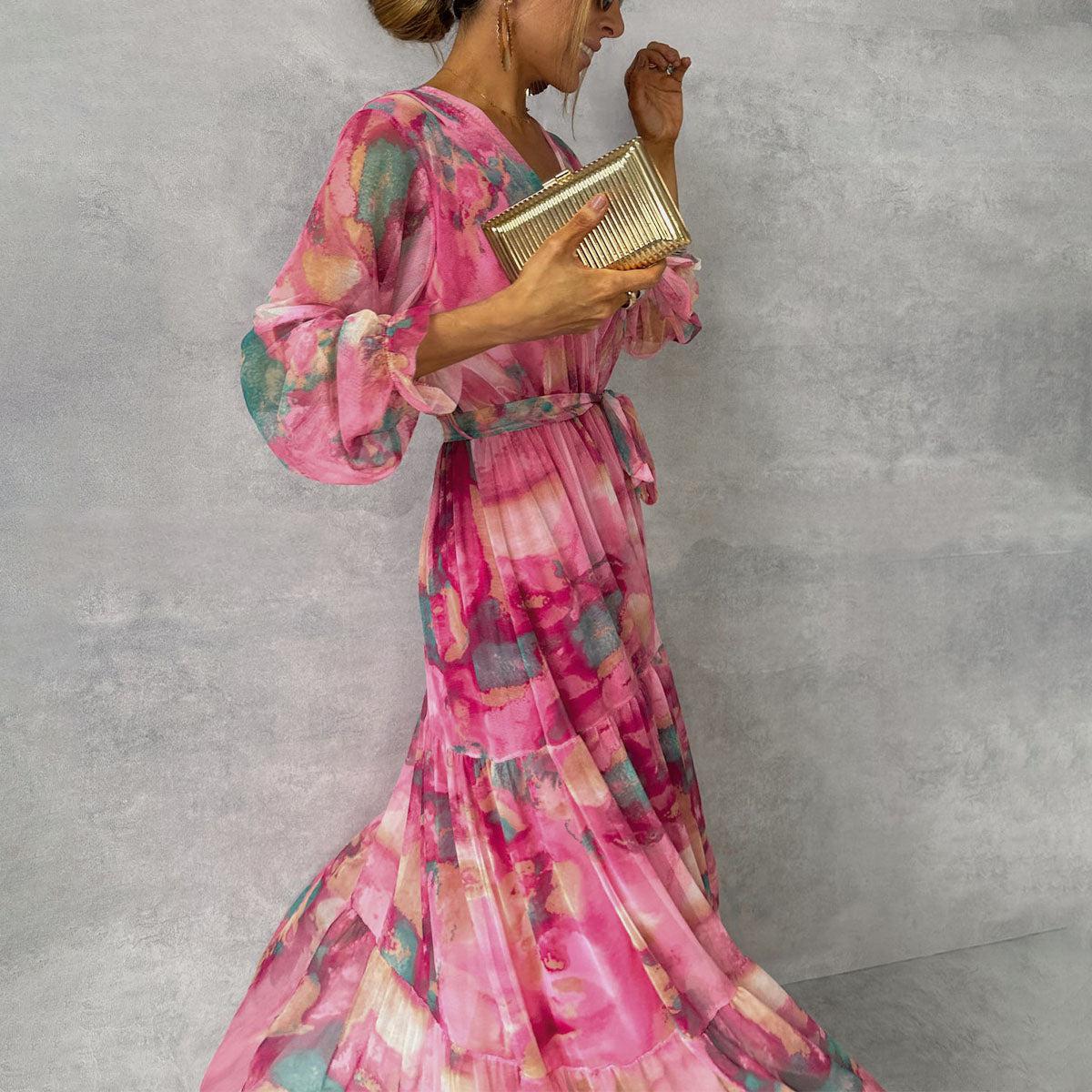 Rosalinda™ | Watercolor Floral Wrap Maxi Dress
