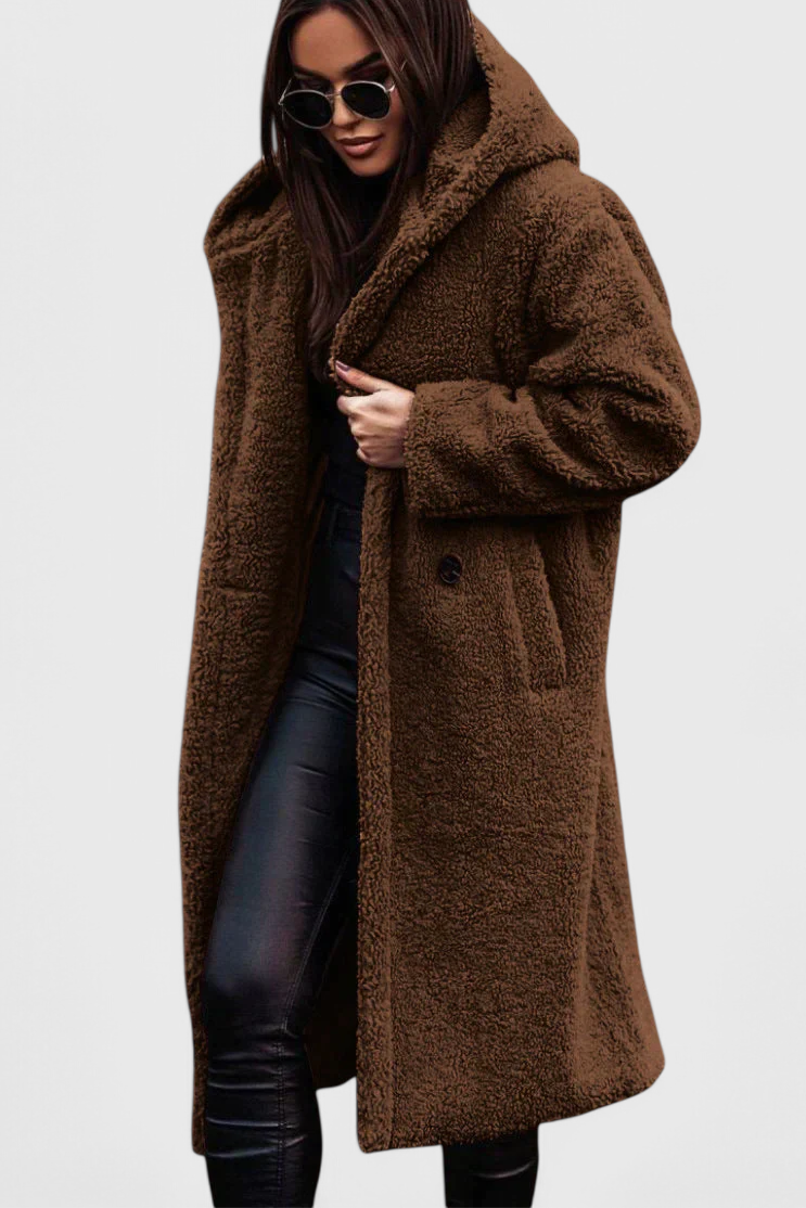 Brielle™ | Hooded Plush Teddy Longline Coat