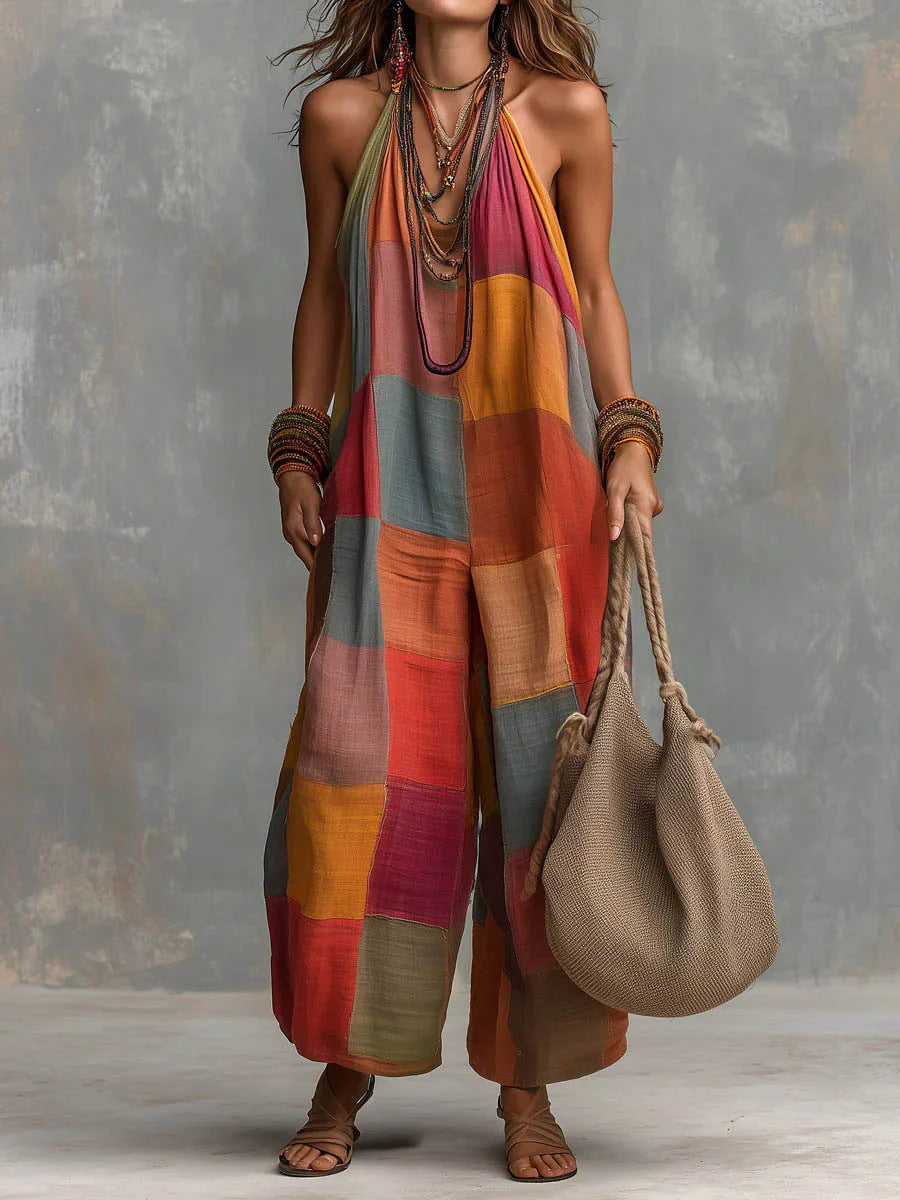 Sahara™ | Bohemian Patchwork Wide-Leg Jumpsuit