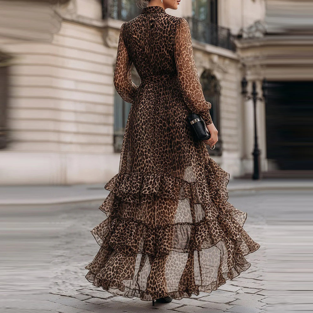 Ravenna™ Leopard Ruffle Maxi Dress