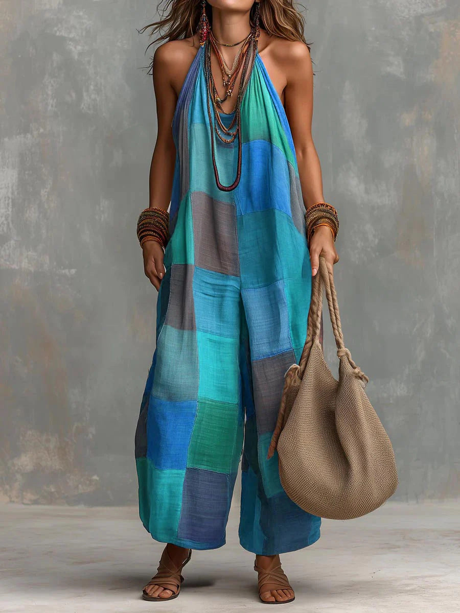 Sahara™ | Bohemian Patchwork Wide-Leg Jumpsuit