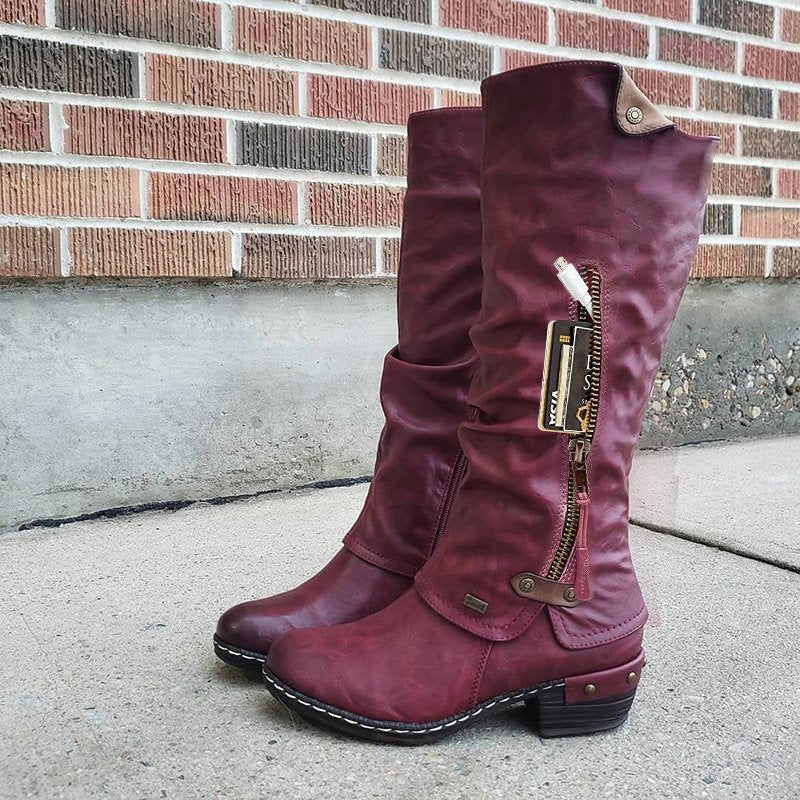 Deborah™ | Pocket Detail Vegan Leather Boots