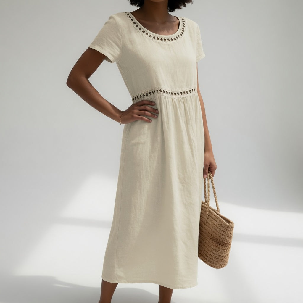 Rosemary™ | Classic Linen Pocket Midi Dress