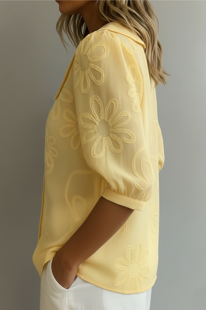 Evelyn™ | Embroidered Linen Blend Blouse