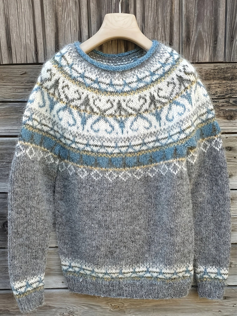 Katrina™ | Frosted Blue Nordic Fair Isle Sweater