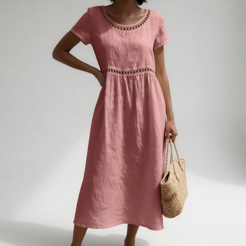Rosemary™ | Classic Linen Pocket Midi Dress