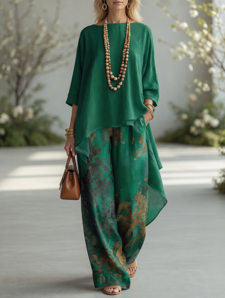 Carmen™ | Flowing High-Low Tunic & Floral Pants Set