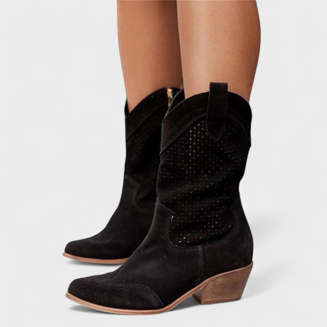 Annelore™ | Perforated Western Knee-High Boots