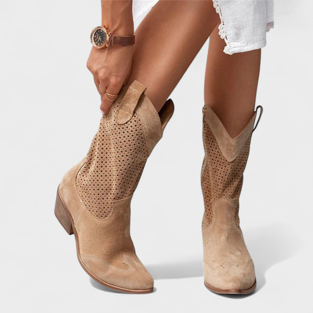 Annelore™ | Perforated Western Knee-High Boots