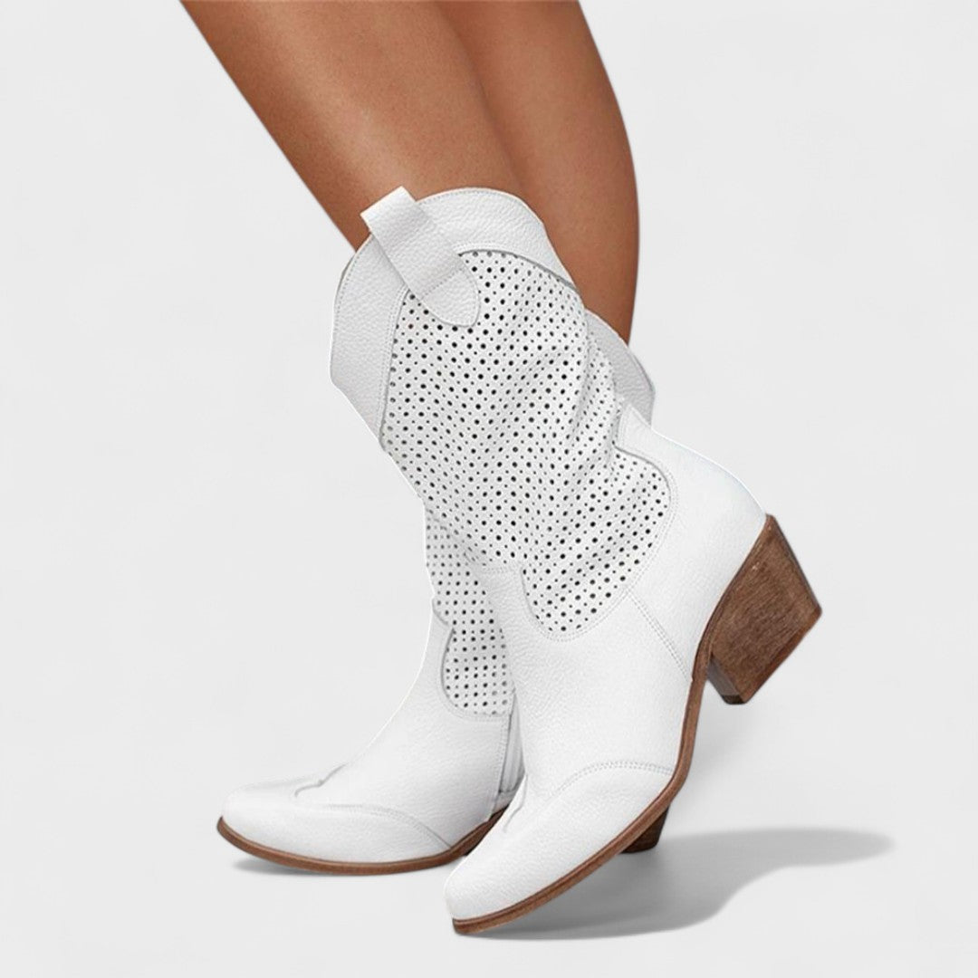 Annelore™ | Perforated Western Knee-High Boots