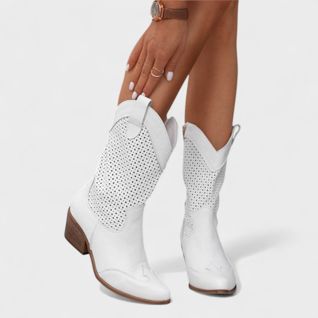 Annelore™ | Perforated Western Knee-High Boots