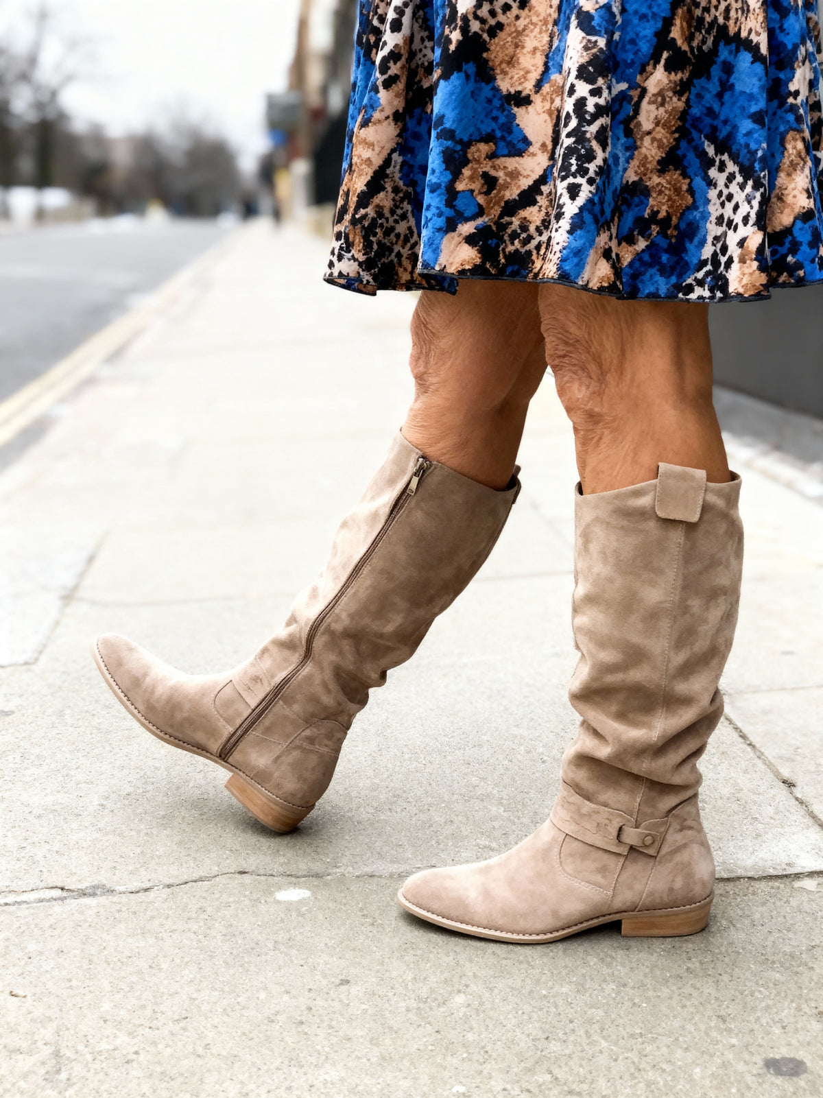 Daiselle™ | Bow Detail Suede Knee-High Boots