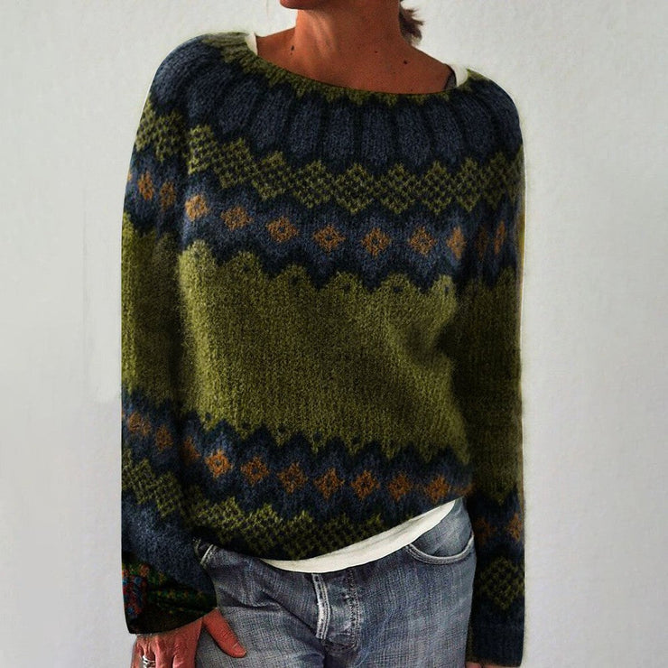 Nadine™ | Forest Nordic Fair Isle Wool-Blend Sweater