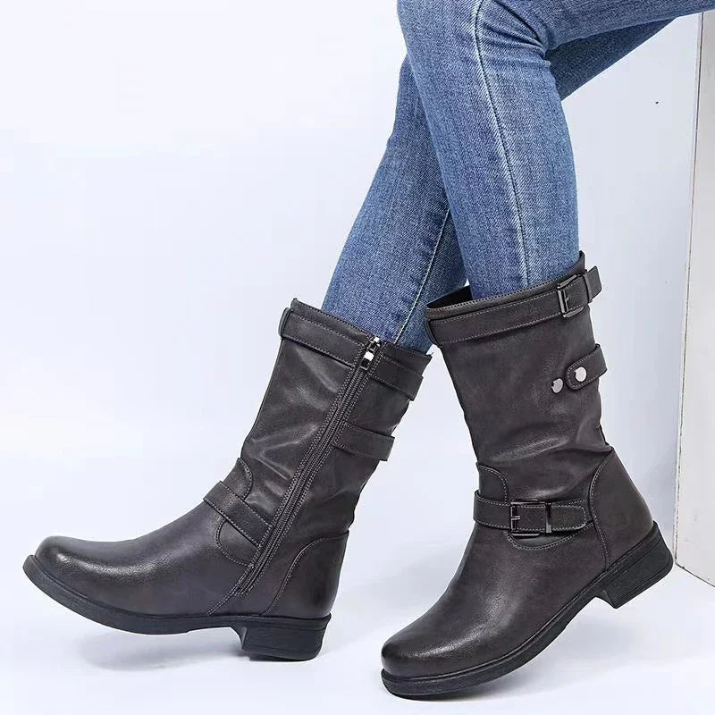 Alexa™ | Buckle Detail Comfort Mid-Calf Boots