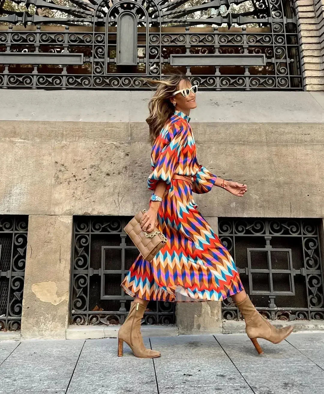 Cassandra - Vibrant Geometric Dress