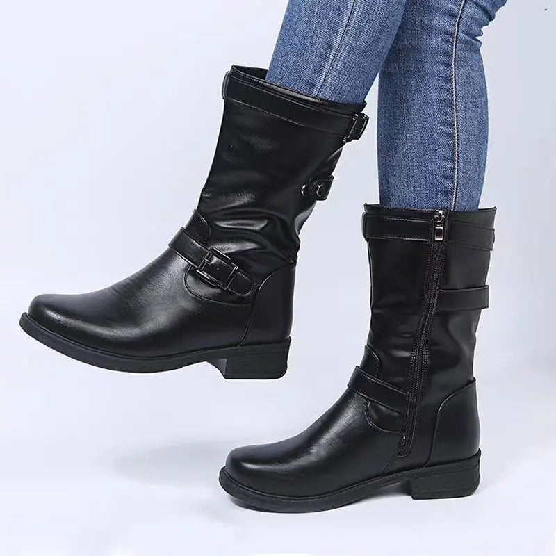 Alexa™ | Buckle Detail Comfort Mid-Calf Boots