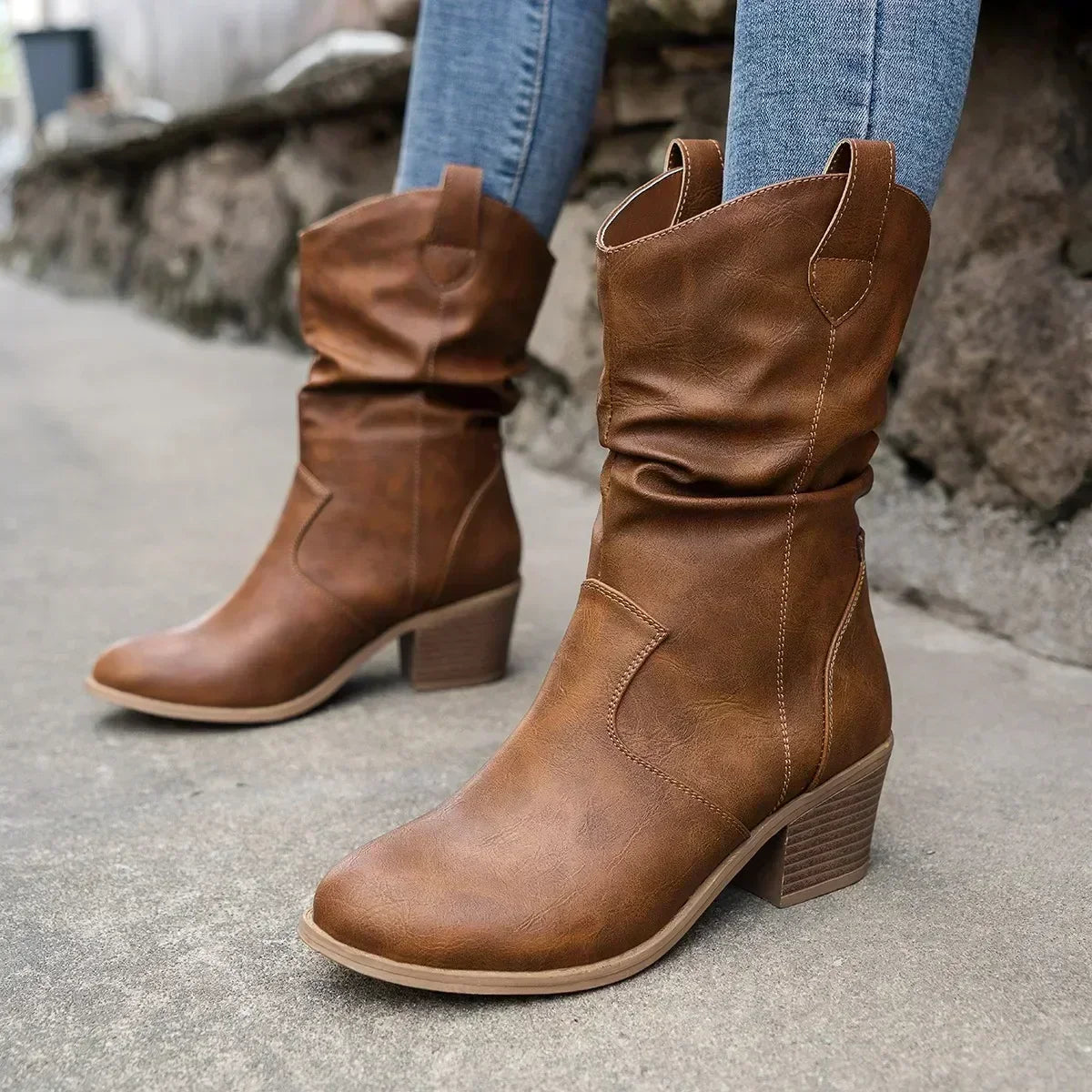 Bethany™ | Slouch Western Ankle Boots