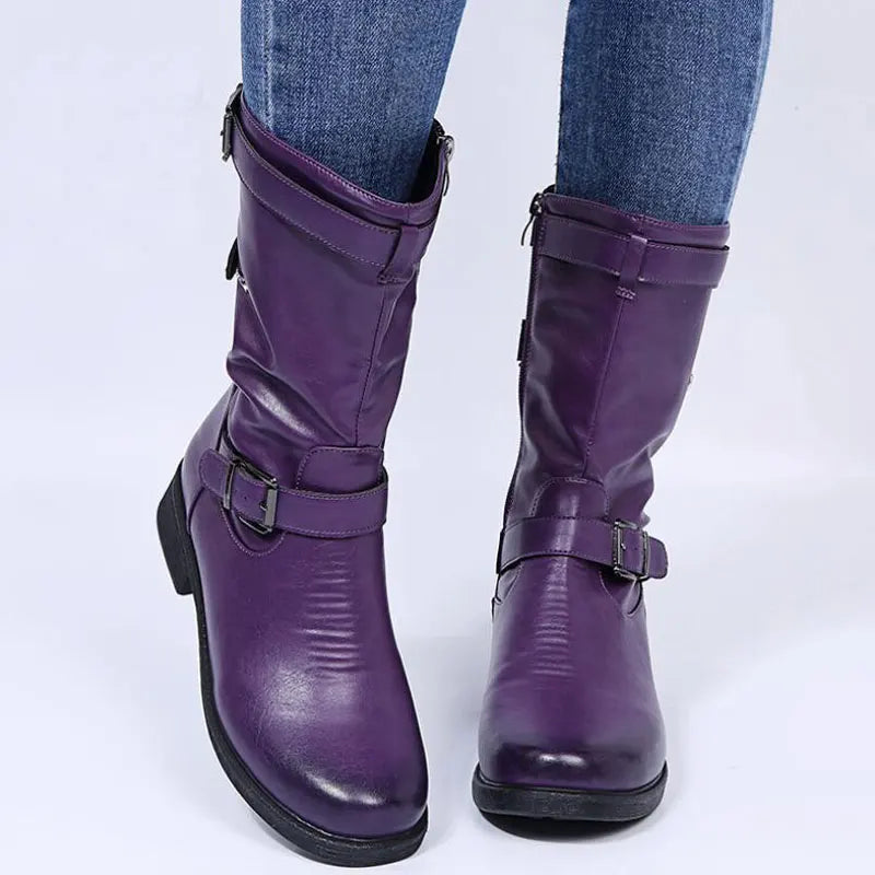 Alexa™ | Buckle Detail Comfort Mid-Calf Boots