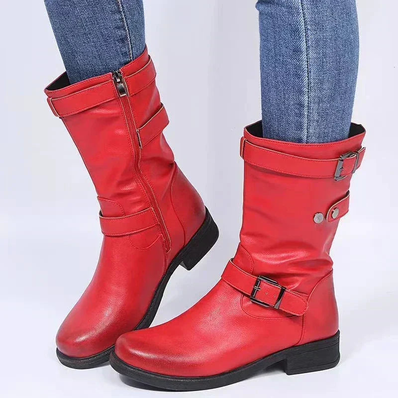 Alexa™ | Buckle Detail Comfort Mid-Calf Boots