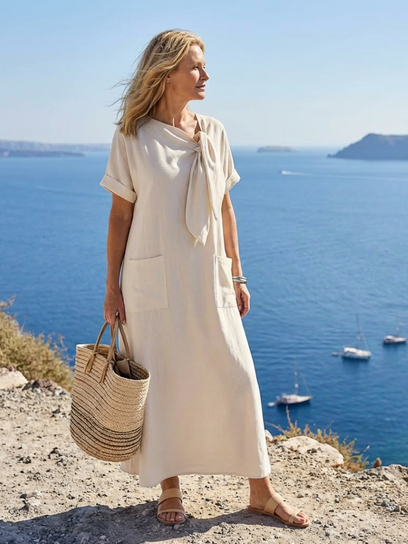Amalfi™ | Relaxed Tie-Neck Pocket Maxi Dress