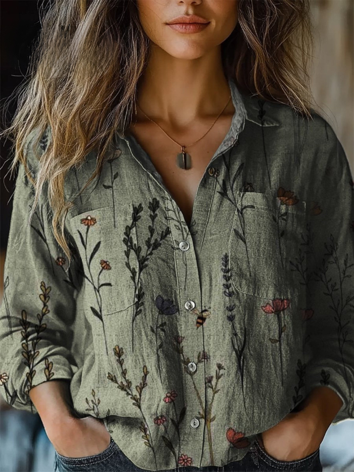 Vera™ | Woodland Wildflower Relaxed Button-Down Blouse